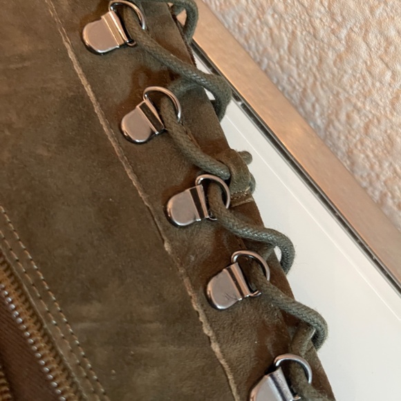 NWB STEVE MADDEN OLIVE GREEN KINNON TALL PEEP TOE BOOTS - Picture 7 of 10